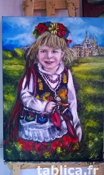 Sprzedam obraz olejny - Dziewczynka w stroju Krakowskim 1